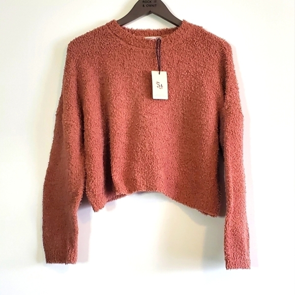 Sincerely Jules Dusty Rose Crop Sweater - Picture 1 of 3